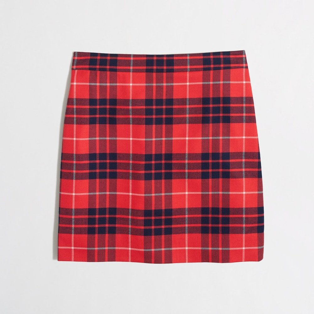 J Crew Red Plaid Mini Skirt